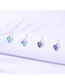 Fashion Blue Geometric Heart Crystal Stud Earrings