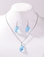 Fashion Blue Geometric Crystal Stud Necklace Set