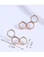 Fashion Gold Metal Hexagon Stud Earrings