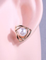 Fashion Gold Alloy Set Pearl Triangle Stud Earrings