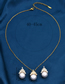 Fashion Gold Copper Inlaid Zirconia Pearl Necklace Stud Earrings Set