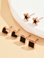 Fashion Gold Titanium Steel Drip Oil Star Love Square Stud Earrings Set