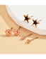 Fashion Gold Titanium Steel Drop Oil Five-pointed Star Flower Ball Stud Earrings Set