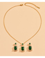 Fashion Gold Copper Set Square Zirconia Necklace And Earrings Set