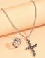 Fashion Silver Alloy Cross Skull Necklace Ring Set