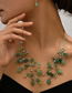 Fashion Green Alloy Geometric Gravel Beaded Layered Necklace