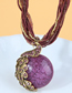 Fashion Purple Alloy Rice Bead Beaded Diamond Peacock Multilayer Necklace
