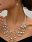 Fashion White Pearl Crystal Beaded Layered Necklace And Earrings Set