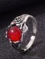 Fashion Silver Alloy Inlaid Ruby Geometric Ring