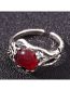 Fashion Silver Alloy Inlaid Ruby Geometric Ring