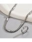 Fashion Silver Stainless Steel Corn Necklace Glossy Ring Set