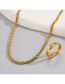 Fashion Gold Stainless Steel Twist Necklace Glossy Ring Set