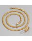 Fashion Gold Titanium Steel Snake Chain Necklace Glossy Ring Set