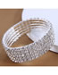 Fashion Silver Metal Inlay Multi -row Square Diamond Bracelet