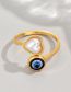 Fashion Gold Stainless Steel Eyes Love Pearl Opening Ring