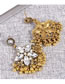 Fashion Gold Alloy Diamond Flower Geometric Earrings