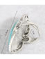Fashion Silver Alloy Blue Pine Geometric Ring