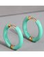 Fashion Blue Titanium Steel Contrasting Glossy Round Earrings
