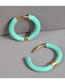 Fashion Blue Titanium Steel Contrasting Glossy Round Earrings