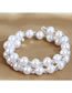 Fashion Silver Alloy Diamond And Pearl Beaded Bracelet