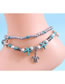 Fashion Silver Alloy Geometric Beaded Starfish Turtle Anklet