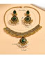 Fashion Gold Alloy Diamond Geometric Necklace And Earrings Set