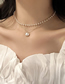 Fashion Silver Necklace (2 Pieces) Alloy Pearl Beaded Double Layer Necklace