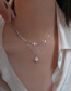 Fashion Flash Diamond Crescent (2 Pieces) Alloy Diamond Crescent Moon Double Layer Necklace
