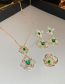 Fashion Green Real Gold Plating Zirconia Flower Earrings In Copper