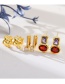 Fashion Golden 3 Geometric Zirconia Stud Earrings In Copper