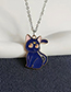 Fashion Blue Kitten Necklace Alloy Drip Cat Necklace