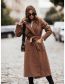 Fashion Brown Lace-up Nylon Lapel Jacket