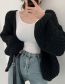 Fashion White Solid Color Balloon Sleeve Knit Cardigan Jacket