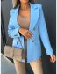 Fashion Sky Blue Polyester Lapel Double-breasted Blazer