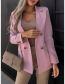 Fashion Pink Polyester Lapel Double-breasted Blazer
