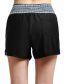 Fashion Three Rose Red Rhombic Belt With Black Pocket Spandex Print Lace-up Shorts