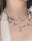 Fashion Silver Alloy Pearl Beaded Diamond Geometric Necklace