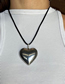Fashion 43mm Black Rope Alloy Geometric Black Rope Heart Necklace