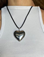 Fashion 43mm Black Rope Alloy Geometric Black Rope Heart Necklace