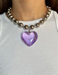Fashion Lake Blue Alloy Ball Chain Heart Necklace