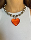 Fashion Orange Alloy Ball Chain Heart Necklace