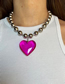 Fashion Rose Red Alloy Ball Chain Heart Necklace