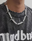 Fashion Silver Titanium Reflective Pearl Beaded Spike Necklace