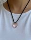 Fashion Pink Heart Heart Crystal Black String Necklace