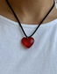 Fashion Red Heart Heart Crystal Black String Necklace