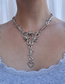 Fashion Silver Alloy Thorn Knot Diamond Heart Necklace