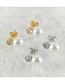 Fashion Steel Color Stainless Steel Diamond Pearl Stud Earrings