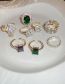 Fashion 1# Ring - Green Oval Copper Set Oval Diamond Open Ring