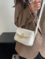 Fashion Creamy-white Pu Lock Flap Crossbody Bag