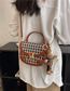 Fashion Brown Color Without Pendant Pu Houndstooth Lock Flap Crossbody Bag